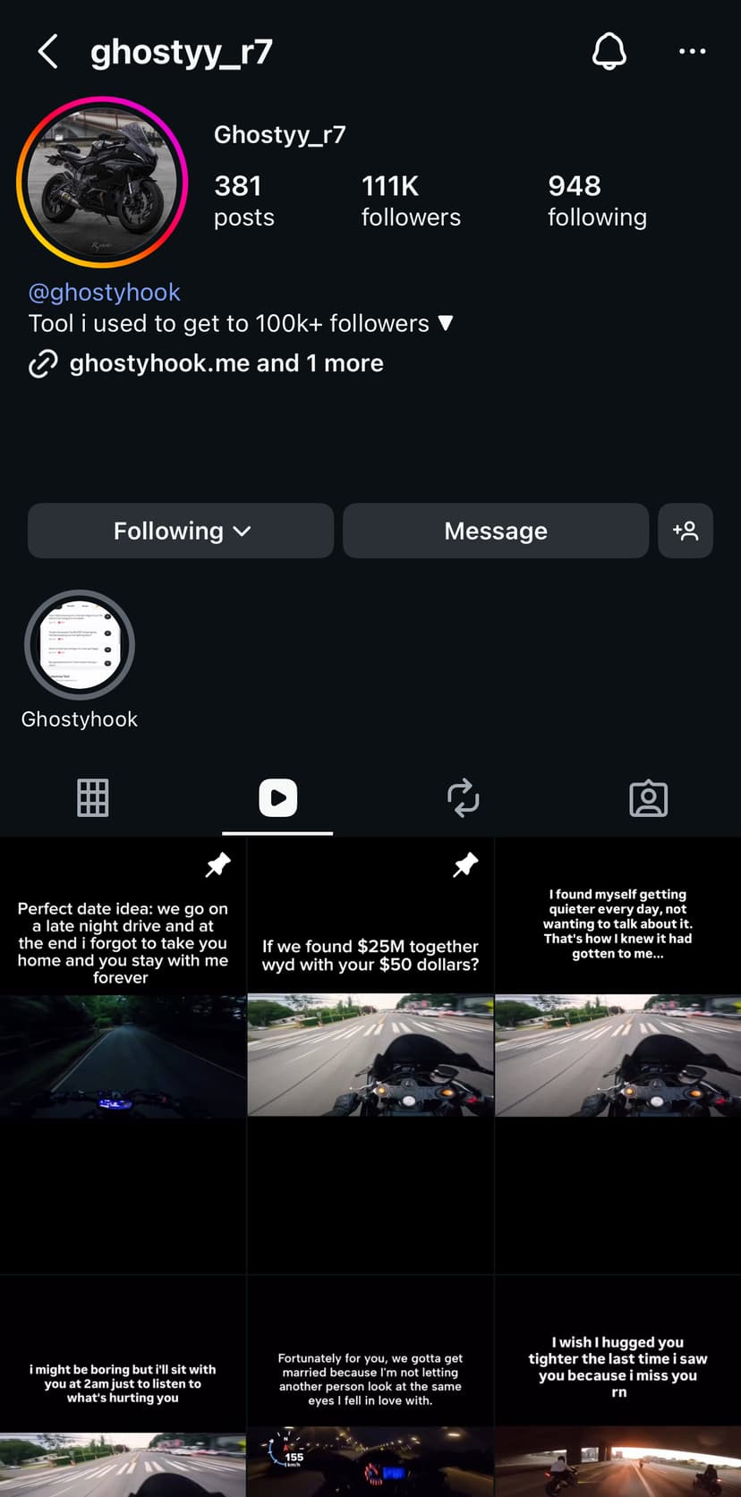 ghostyy_r7 account screenshot showing the type of page Ghostyhook is built for